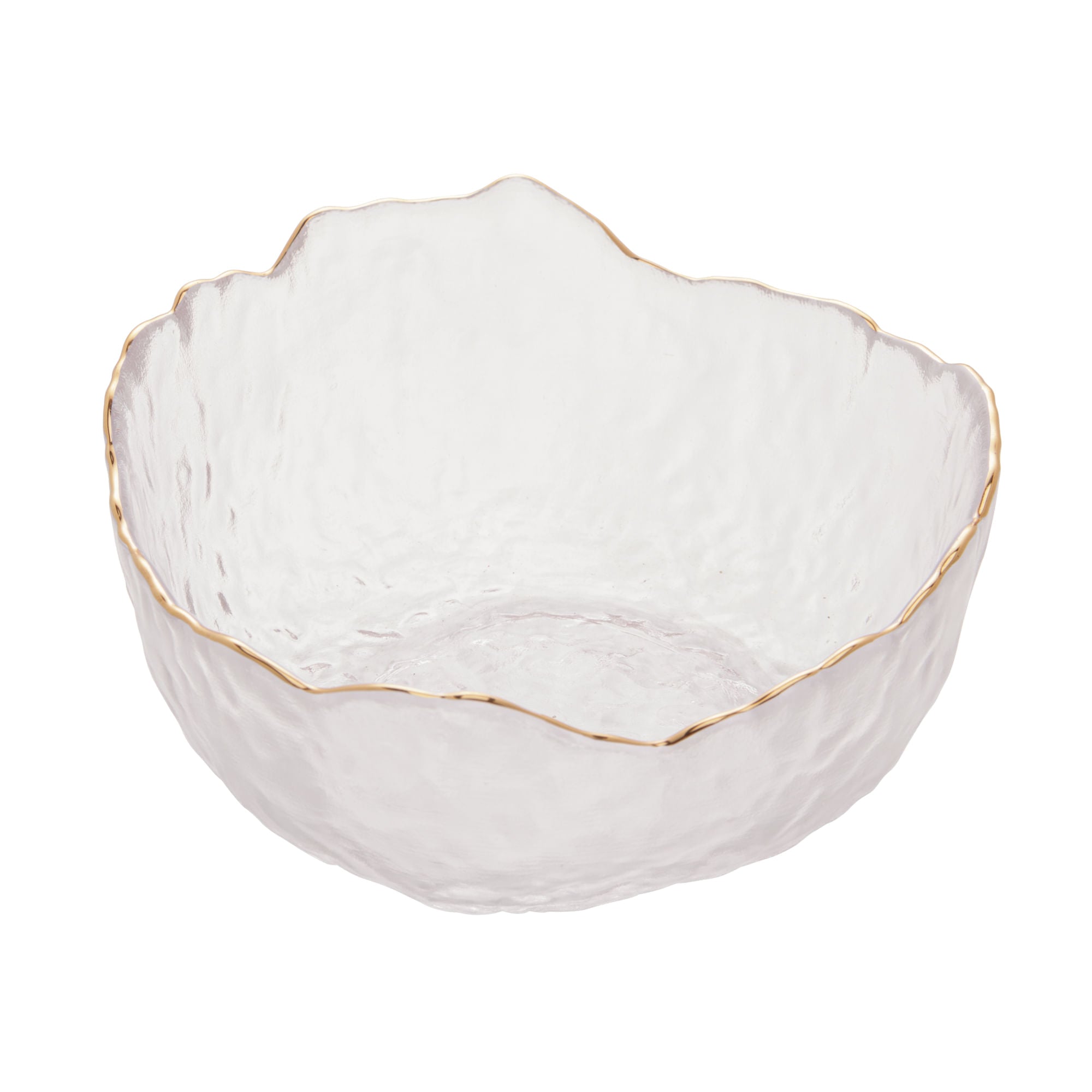 Bowl Cristal de Chumbo Martelado com Borda de Dourada Taj 13cm - Ela Decora