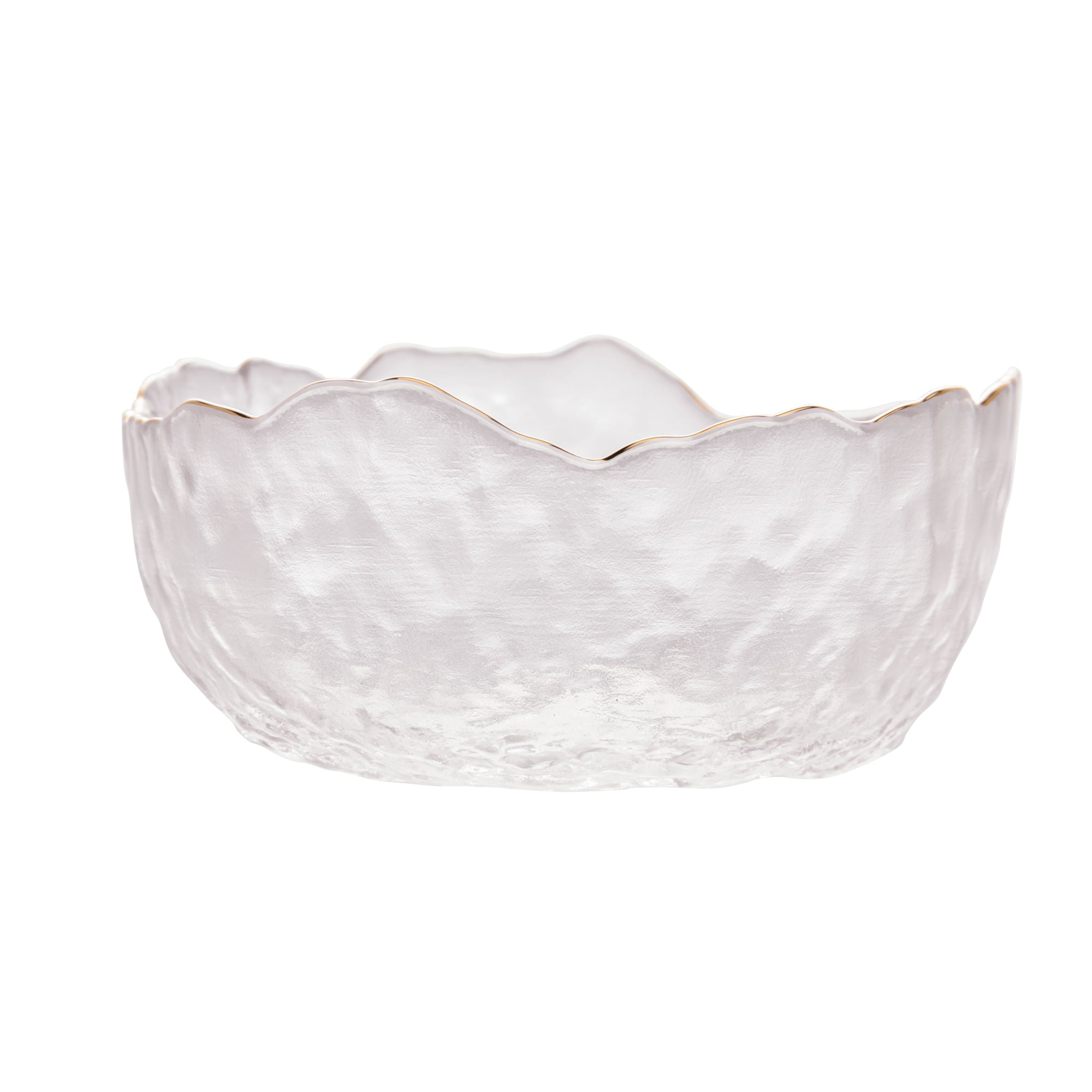 Bowl Cristal de Chumbo Martelado com Borda de Dourada Taj 13cm - Ela Decora