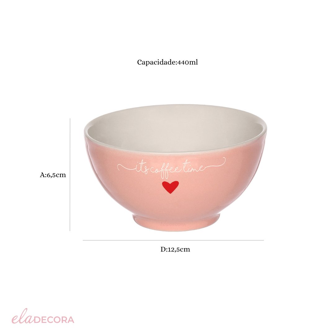 Bowl de Porcelana L'amour Rosa 440ml - Ela Decora