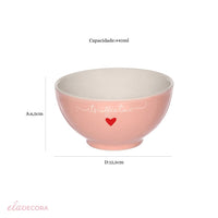 Bowl de Porcelana L'amour Rosa 440ml - Ela Decora