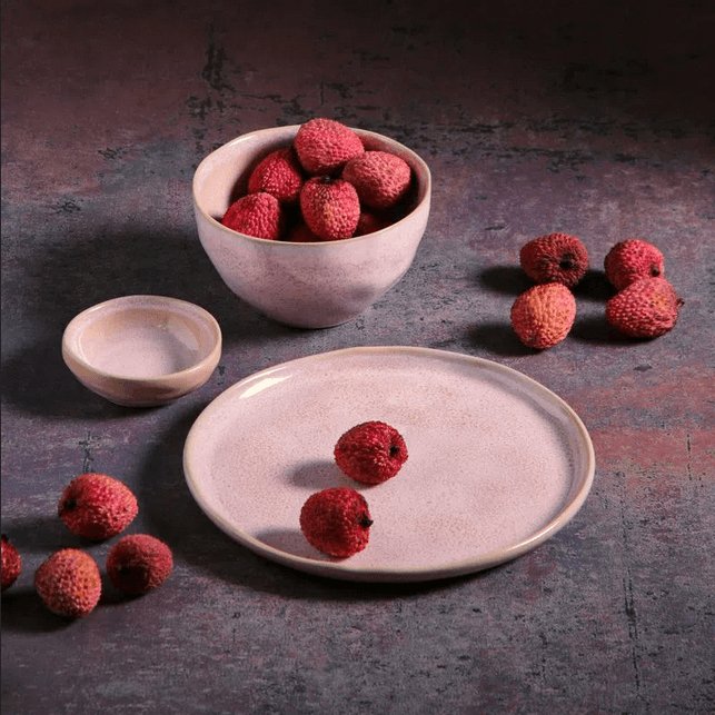 Bowl Ramequim Cerâmica Orgânico Litchi Rosa 9cm - Ela Decora