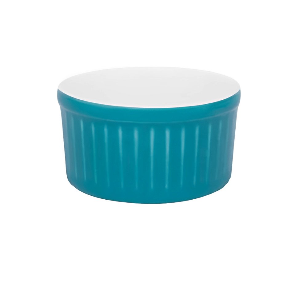 Bowl Ramequin de Porcelana Branco e Azul 180ml - Ela Decora