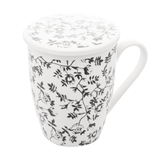 Caneca Porcelana com Tampa e Filtro Super White Tiny Flowers 340ml - Ela Decora