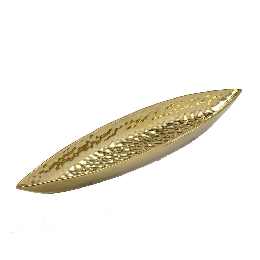 Centro de Mesa Folha Dourado 49cm - Ela Decora