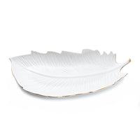 Centro de Mesa Folha Fruteira Branco e Dourado 41 cm - Ela Decora