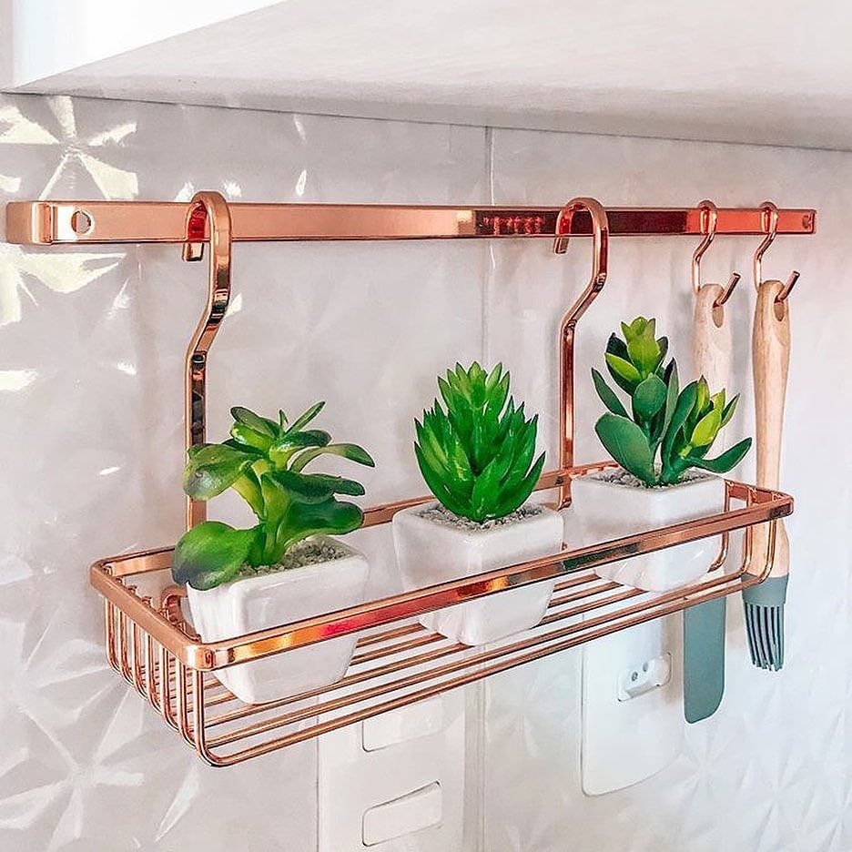 Cesto Multiuso Para Barra de Cozinha Prateleira Rose Gold - Ela Decora