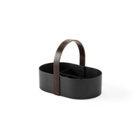 Cesto Organizador Bellwood Plástico e Madeira Preto 30cm - Ela Decora