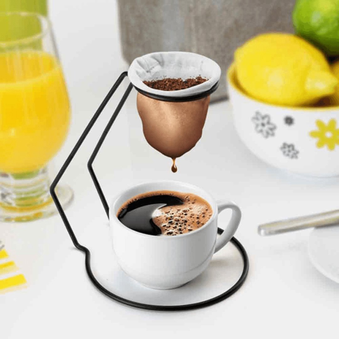 Coador de Café com Suporte Fast Coffee Preto - Ela Decora