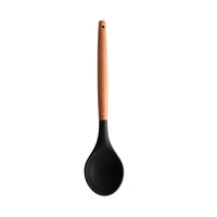 Concha de Silicone com Cabo de Bambu Charmy Preta 31,5cm - Ela Decora