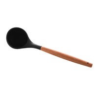 Concha de Silicone com Cabo de Bambu Charmy Preta 31cm - Ela Decora