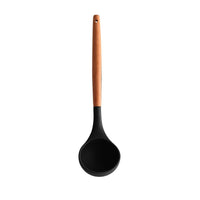 Concha de Silicone com Cabo de Bambu Charmy Preta 31cm - Ela Decora