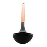 Concha de Silicone com Cabo de Bambu Charmy Preta 31cm - Ela Decora