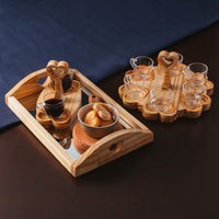 Conjunto 6 Xícaras de Café 75ml com Pires e Suporte Coração de Madeira Pinus - Ela Decora