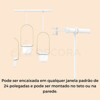 Conjunto com 3 Vasos Cachepot Suspensos Branco e Dourado - Ela Decora