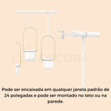 Conjunto com 3 Vasos Cachepot Suspensos Branco e Dourado - Ela Decora