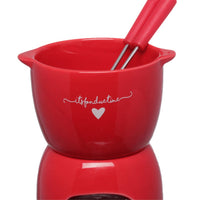 Conjunto de Fondue L'Amour em Cerâmica Vermelho 5 Peças 300ml - Ela Decora