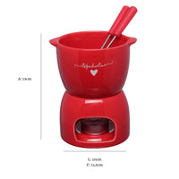 Conjunto de Fondue L'Amour em Cerâmica Vermelho 5 Peças 300ml - Ela Decora