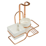 Conjunto para Chá Café Branco Rose Gold Porta Sachês Adoçante - Ela Decora