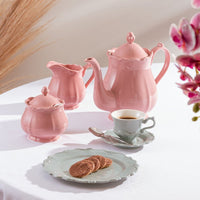 Conjunto para Chá Fancy em Porcelana Rose 3 Peças - Ela Decora