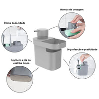 Dispenser de Detergente e Organizador Trium Chumbo 650ml - Ela Decora