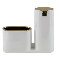 Dispenser Porta Detergente com Bucha Linha Conceito Branco com Dourado - Ela Decora