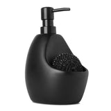 Dispenser Porta Detergente com Esponja Joey Cerâmica Preto 591ml - Ela Decora