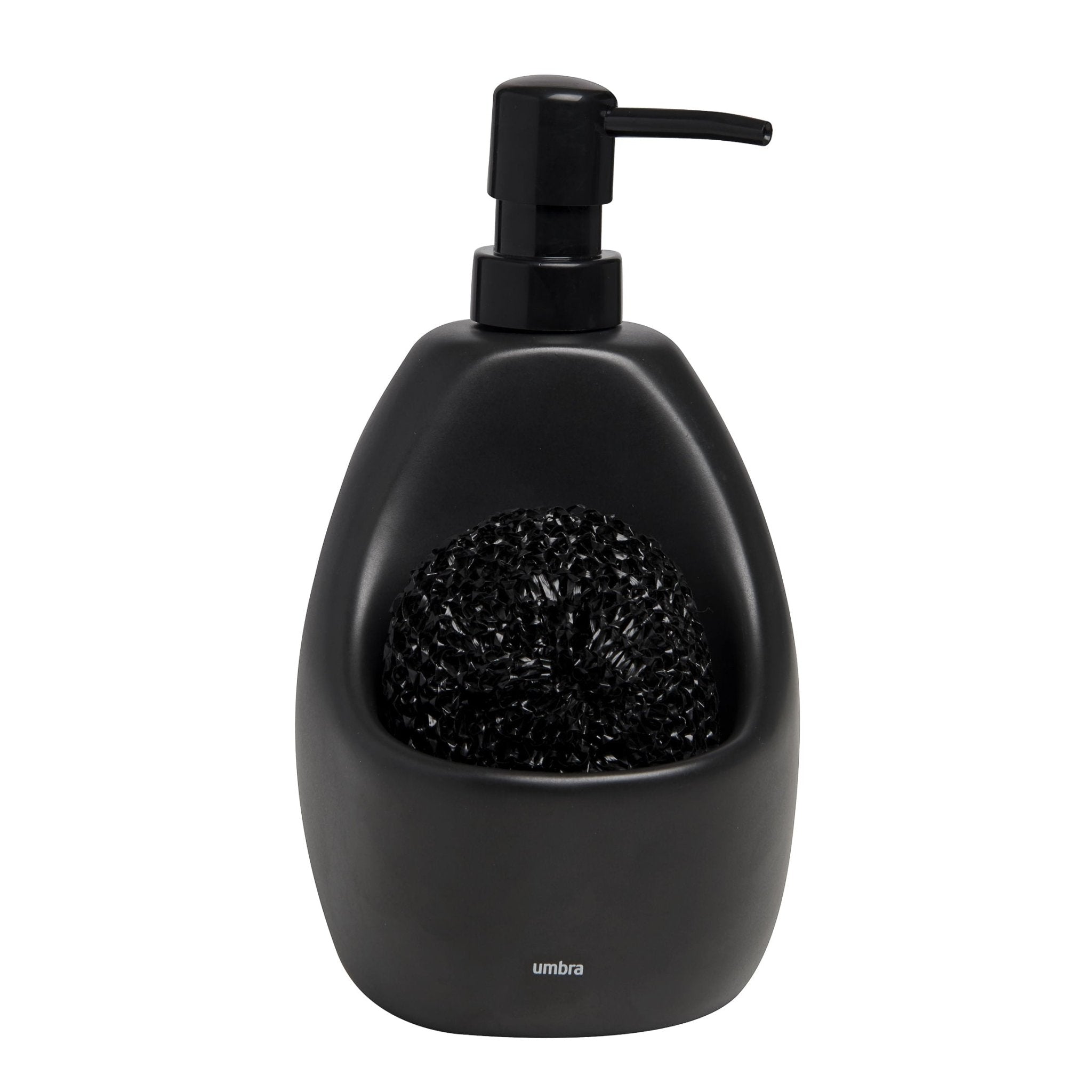 Dispenser Porta Detergente com Esponja Joey Cerâmica Preto 591ml - Ela Decora