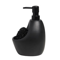 Dispenser Porta Detergente com Esponja Joey Cerâmica Preto 591ml - Ela Decora