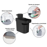 Dispenser Porta Detergente e Organizador de Pia Trium Preto 650 Ml - Ela Decora