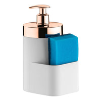 Dispenser Porta Detergente Organizador de Pia Branco e Rose Gold 500ml - Ela Decora