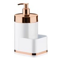 Dispenser Porta Detergente Organizador De Pia Branco e Rose Gold - Ela Decora