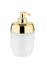 Dispenser Porta Sabonete Líquido Acquaset Branco e Dourado 300ml - Ela Decora