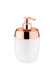 Dispenser Porta Sabonete Líquido Acquaset Branco e Rose Gold 300ml - Ela Decora