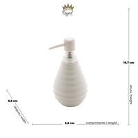 Dispenser Porta Sabonete Líquido Cerâmica Branco 300ml - Ela Decora