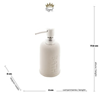 Dispenser Porta Sabonete Líquido de Cerâmica Bath Branco 350ml - Ela Decora