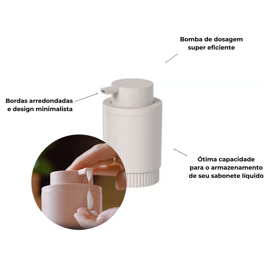 Dispenser Porta Sabonete Liquido Dorica Bege 300ml - Ela Decora