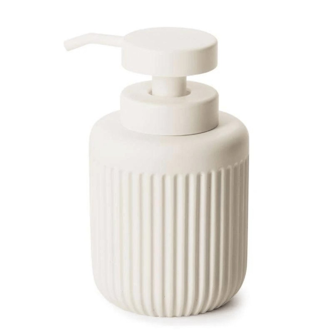 Dispenser Porta Sabonete Liquido em Cimento Branco 14cm - Ela Decora