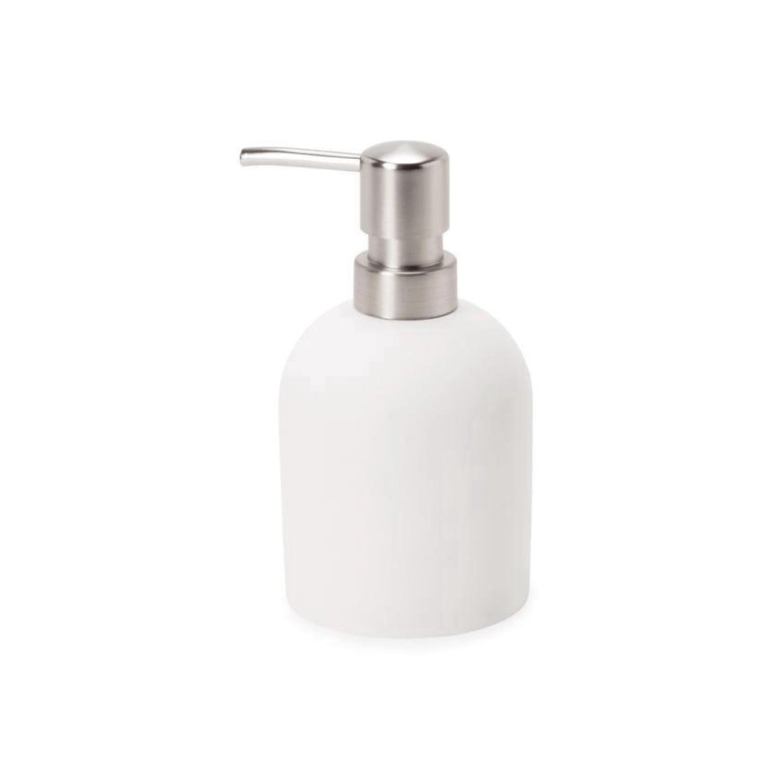 Dispenser Porta Sabonete Liquido em Cimento Branco 15cm - Ela Decora