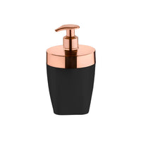 Dispenser Porta Sabonete Liquido Preto com Rose Gold 16cm - Ela Decora