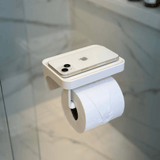 Suporte Porta Papel Higiênico e Prateleira com Ventosa Branco