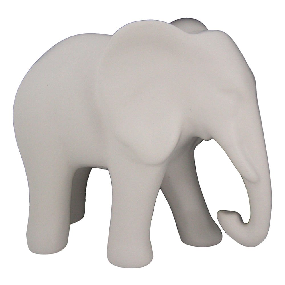 Elefante de Cerâmica Branco 18,3 cm x 15,7 cm x 10 cm - Ela Decora