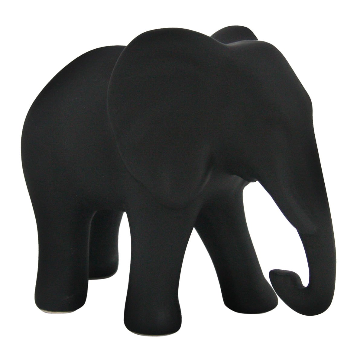 Elefante de Cerâmica Preto 18,3 cm x 15,7 cm x 10 cm - Ela Decora