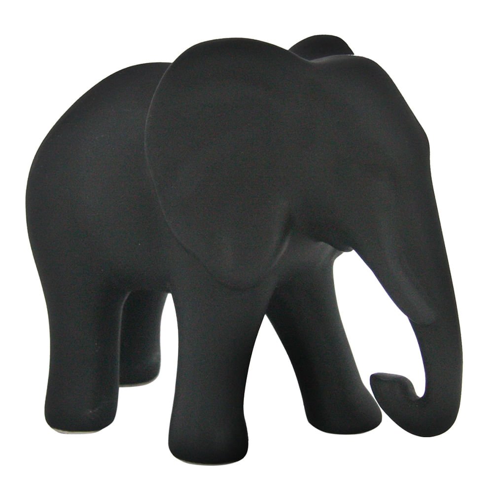 Elefante De Cerâmica Preto - Ela Decora