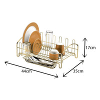 Escorredor de Louças 10 pratos 8 copos Aço Dourado - Ela Decora