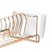 Escorredor de Louças Compacto Com Porta Talheres Branco e Rose Gold - Ela Decora