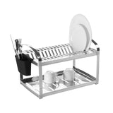 Escorredor de Louças Inox 16 Pratos Com Porta Talheres + Dispenser Detergente Brinde - Ela Decora