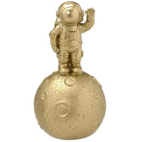 Escultura Astronauta Decorativo Dourado 17cm - Ela Decora