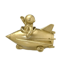 Escultura Astronauta Foguete Decorativo Dourado 14,5cm - Ela Decora