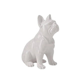 Escultura Cachorro Bulldog em Poliresina Branco 24cm - Ela Decora