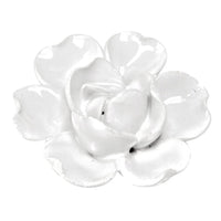 Escultura Flor em Cerâmica Decorativa Branca 7cm - Ela Decora